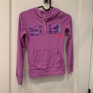Purple kids hooded long sleeve shirt